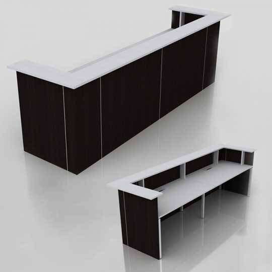 NOVA Single Person Reception Counter in black finish with white