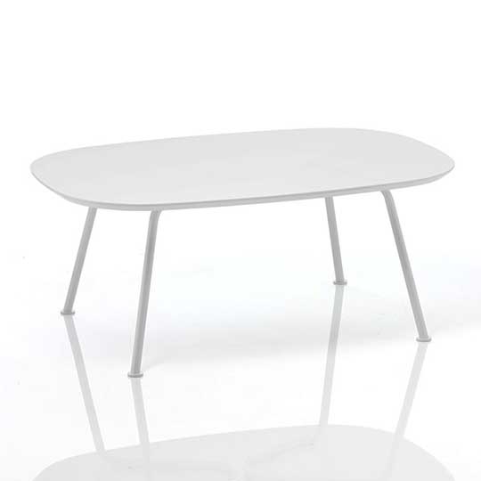 Dishy Tube Coffee Table with White top and White Leg