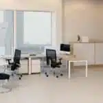 Crescent Desk in Office with Chair