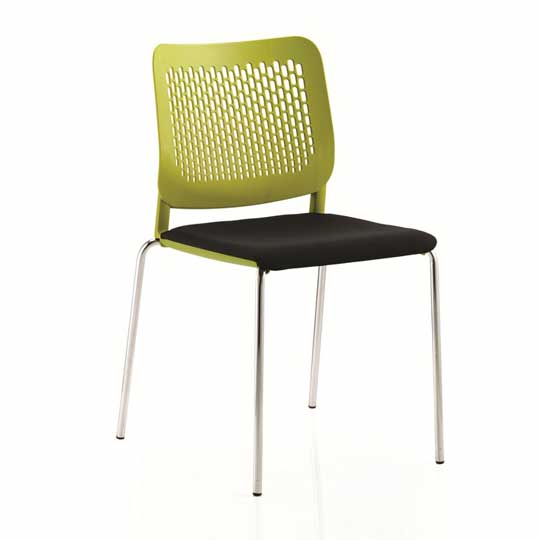 Patch Polypropylene Upholstered Seat 4-Leg Stacking Chair