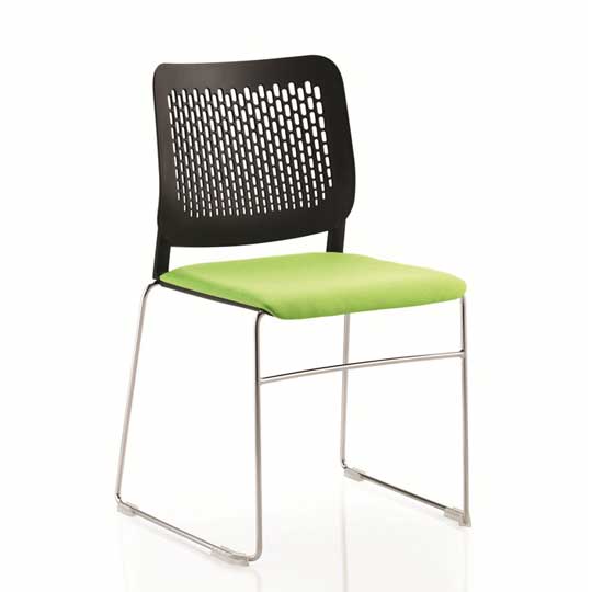 Patch Polypropylene Upholstered Seat Skid Stacking Chair