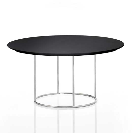 Touch Circular Chrome Frame Coffee Table in Black Finish