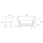 HARC High Back 2 Seater Sofa Dimensions