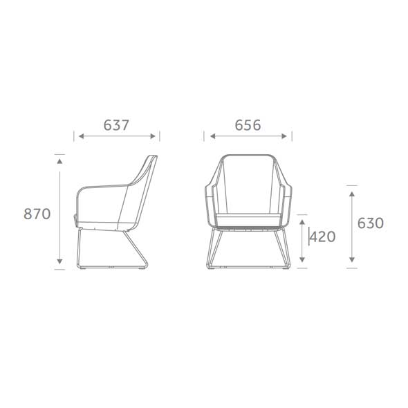 HARC Low Back Skid Frame Modern Chair Dimensions