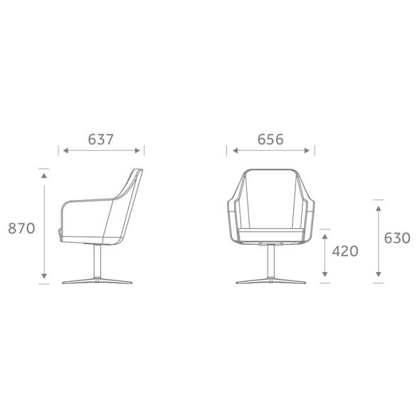 HARC Low Back Swivel Star Base Modern Chair Dimensions