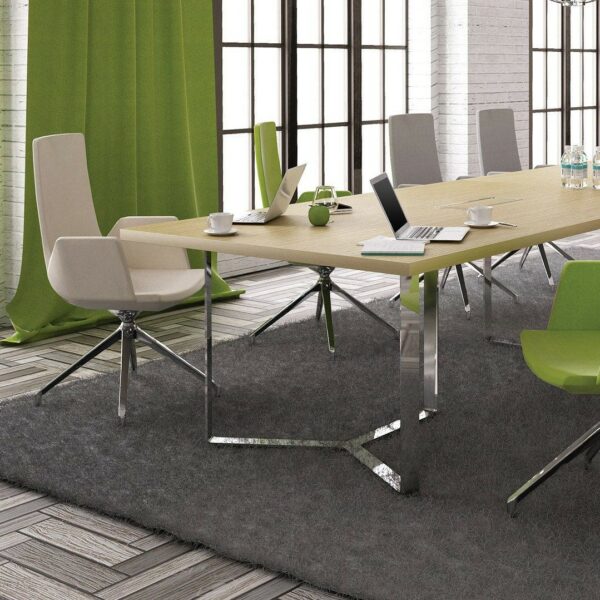 PLANA 14 Person Rectangular Boardroom Table with Angled Frame