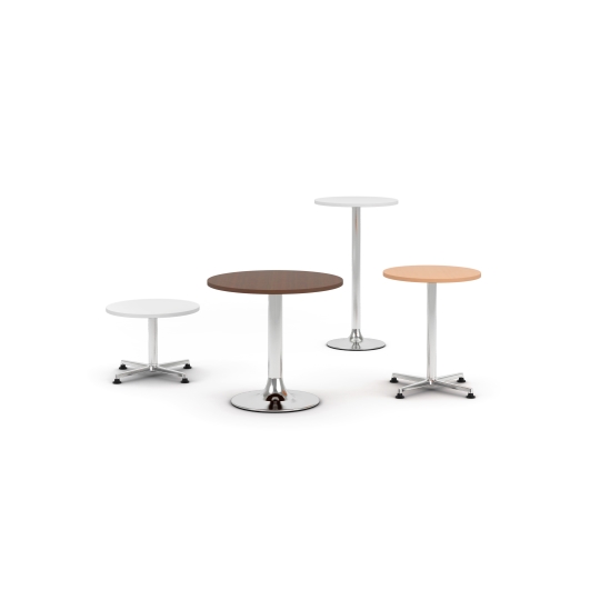 Image containing BENNY Coffee Table and Round Top Meeting Tables with 4 Star Base and Chrome Base