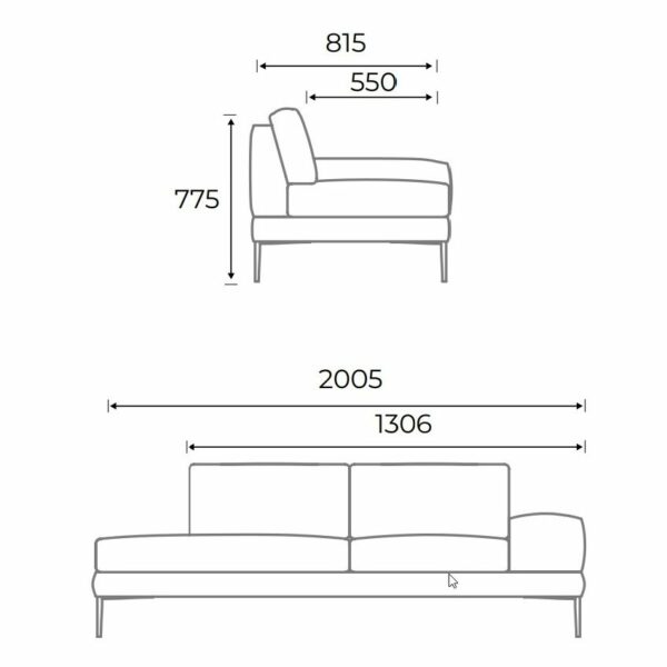 Alfi Two Seater Chaise Lounge Piece with Left Arm