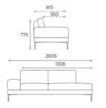 Alfi Two Seater Chaise Lounge Piece with Right Arm