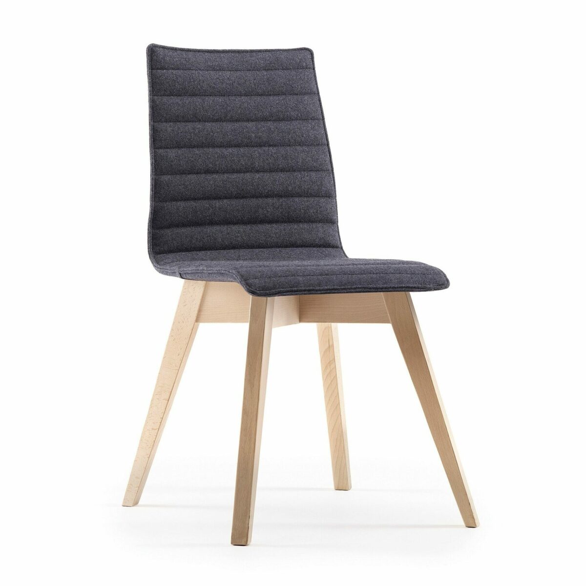 Bjorn 4-Leg Wood Frame Bistro Chair with Ribbed Upholstery